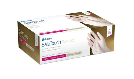 Box of Medicon SafeTouch Connect gloves on a white background