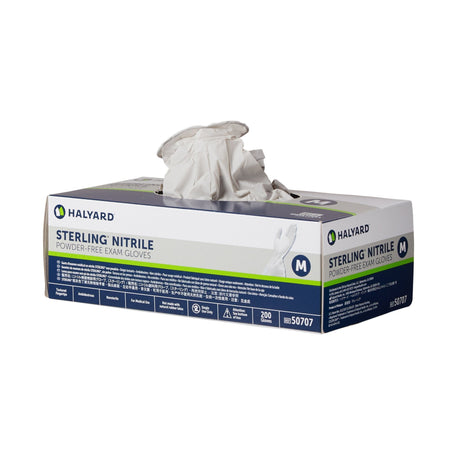 Halyard Sterling Nitrile Exam Gloves - 9.5" Length, Powder-Free, Latex-Free - 200/Box
